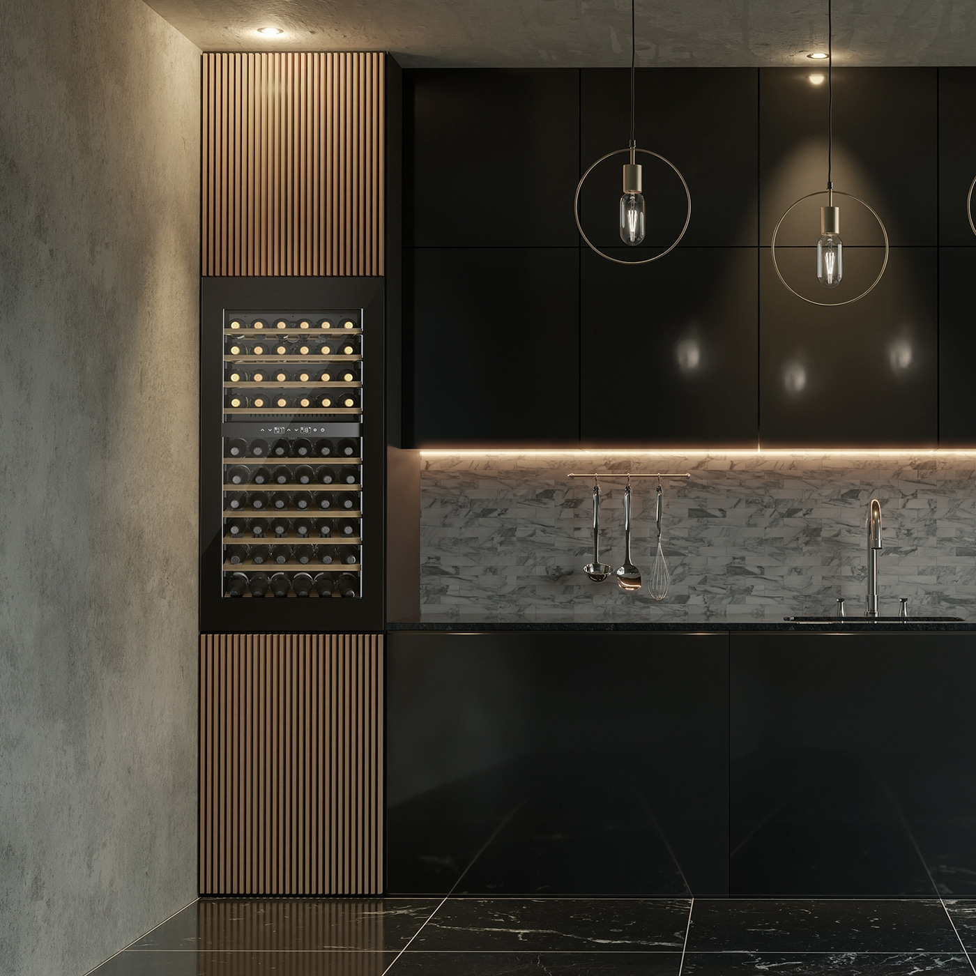 WineDeluxe WD 60 Design Einbau-Weinkühlschrank mit Kompressortechnik, 122er Nischenmaß, für bis zu 60 Flaschen, 2 Temperaturzonen