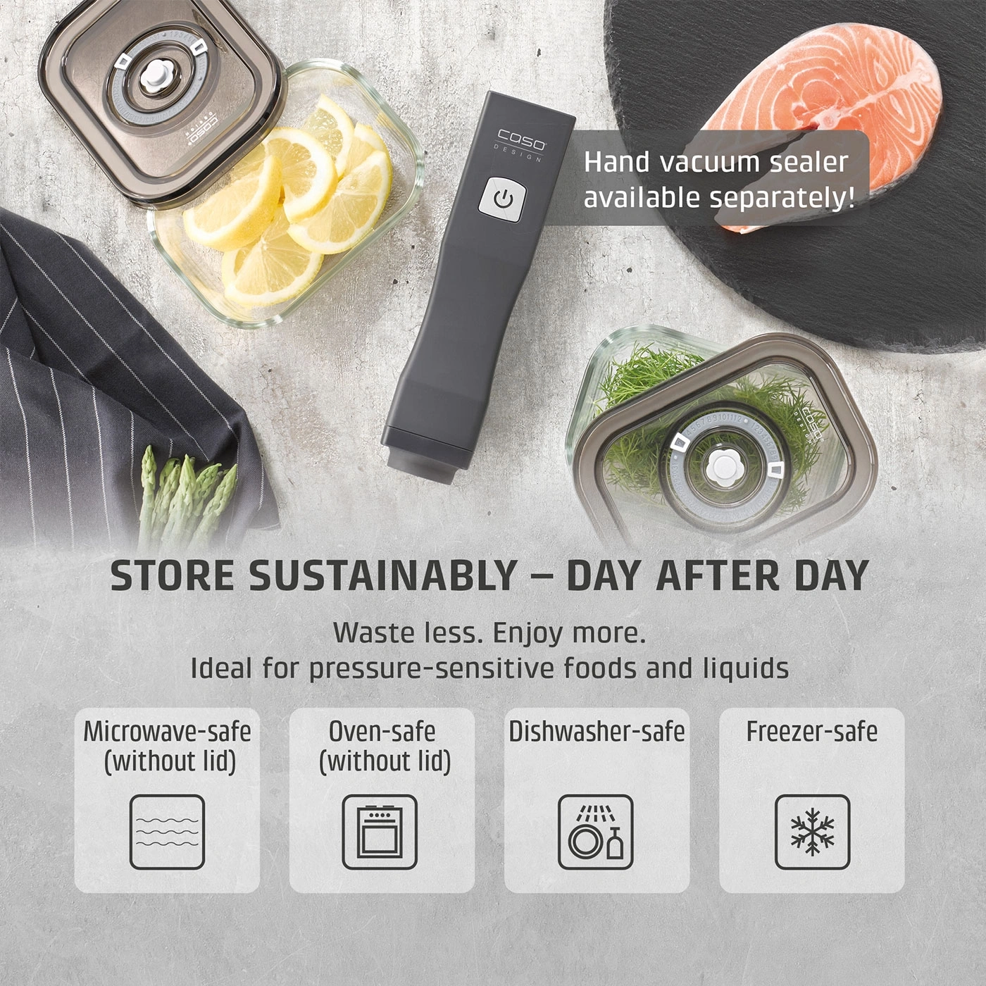 VacuBoxx Eco-Duo S 2 Glass vacuum containers with SAN lid