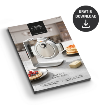 Backbuch mit Waffeleisen und Gratis-Download-Button