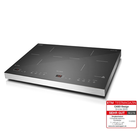 Induktionskochfeld von Caso Design S-Line 3500, ausgezeichnet mit 'Sehr Gut' von ETM Testmagazin.