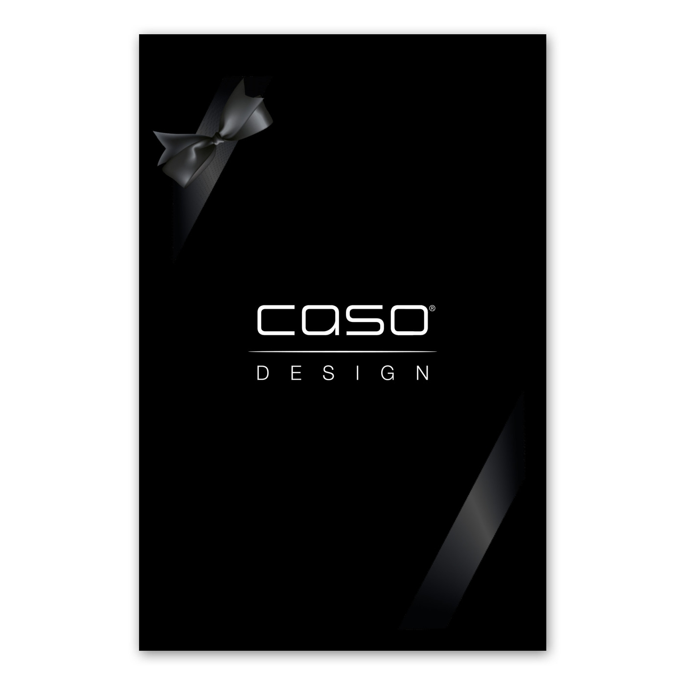 Schwarzer Hintergrund mit Schleife und Logo von Caso Design
