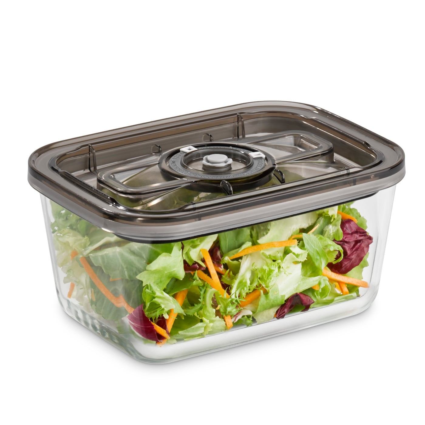 Glass container with salad and lid, perfect for food storage and keeping fresh