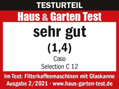 Testurteil Haus & Garten Test: sehr gut (1,4) für Caso Selection C 12 Filterkaffeemaschine.