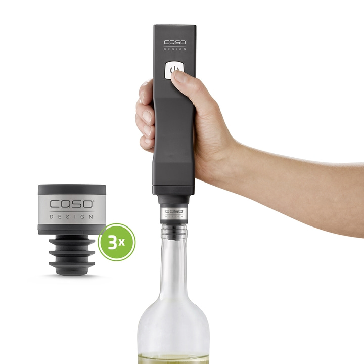 Wine bottle vacuum sealer with three stoppers and hand