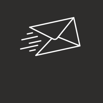 Email icon with speed effect on a dark background