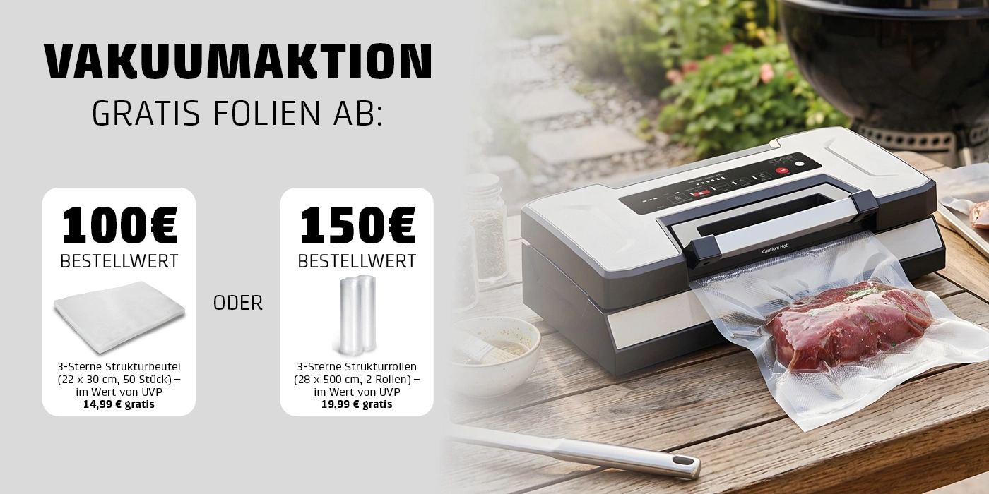Vacuum sealing promotion with free films from €100 order value or €150