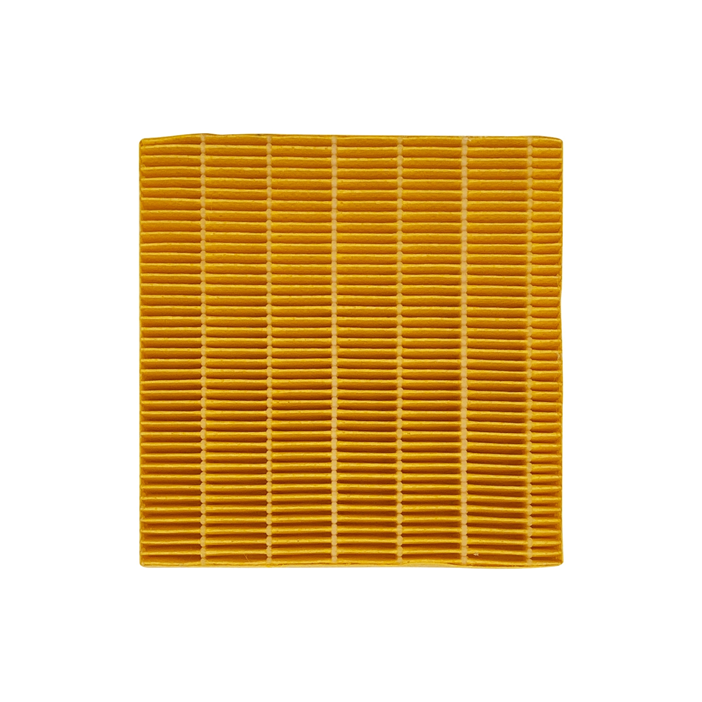 Gelber Filter mit horizontalen Linien, rechteckig, isoliert auf weißem Hintergrund
