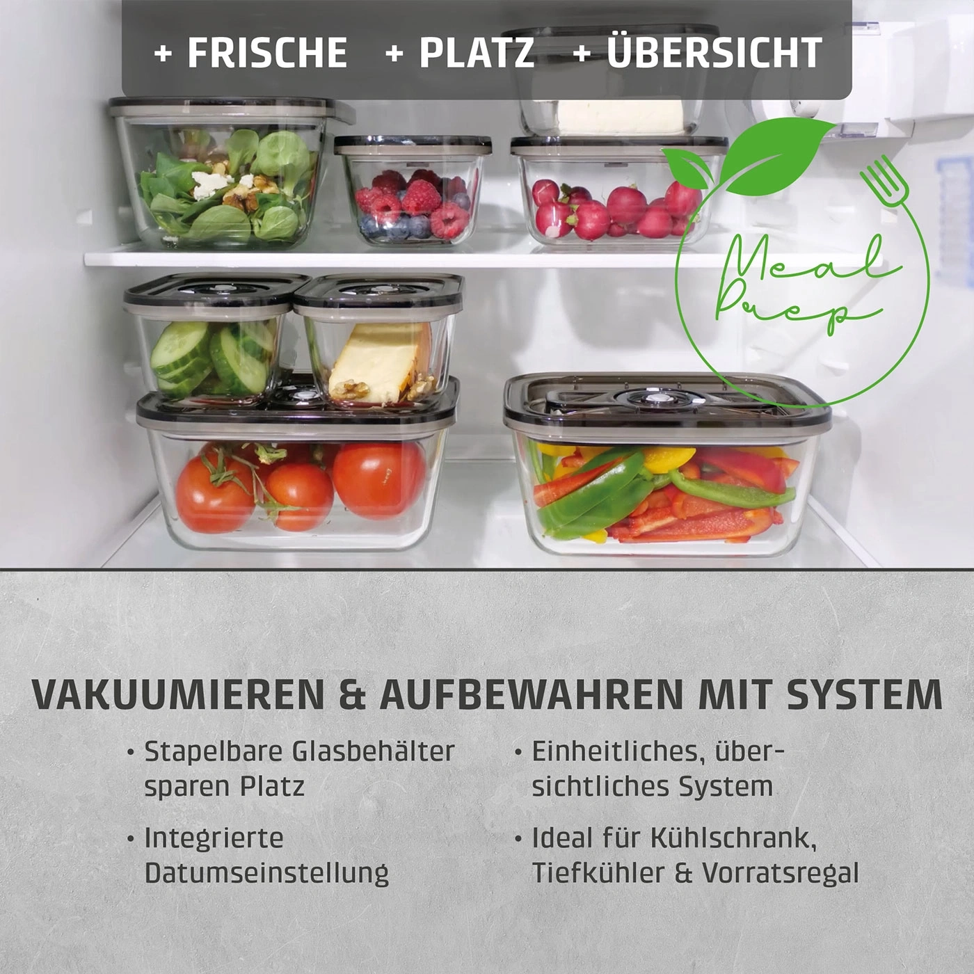 VacuBoxx Eco M Vakuum-Frischebehälter aus Borosilikatglas mit SAN-Deckel