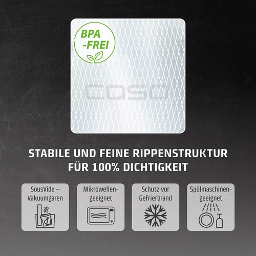 6 Sterne Profi-Folienrollen 20x600 cm, 2 Stück, 150 μm zum Vakuumieren + Sous Vide Garen