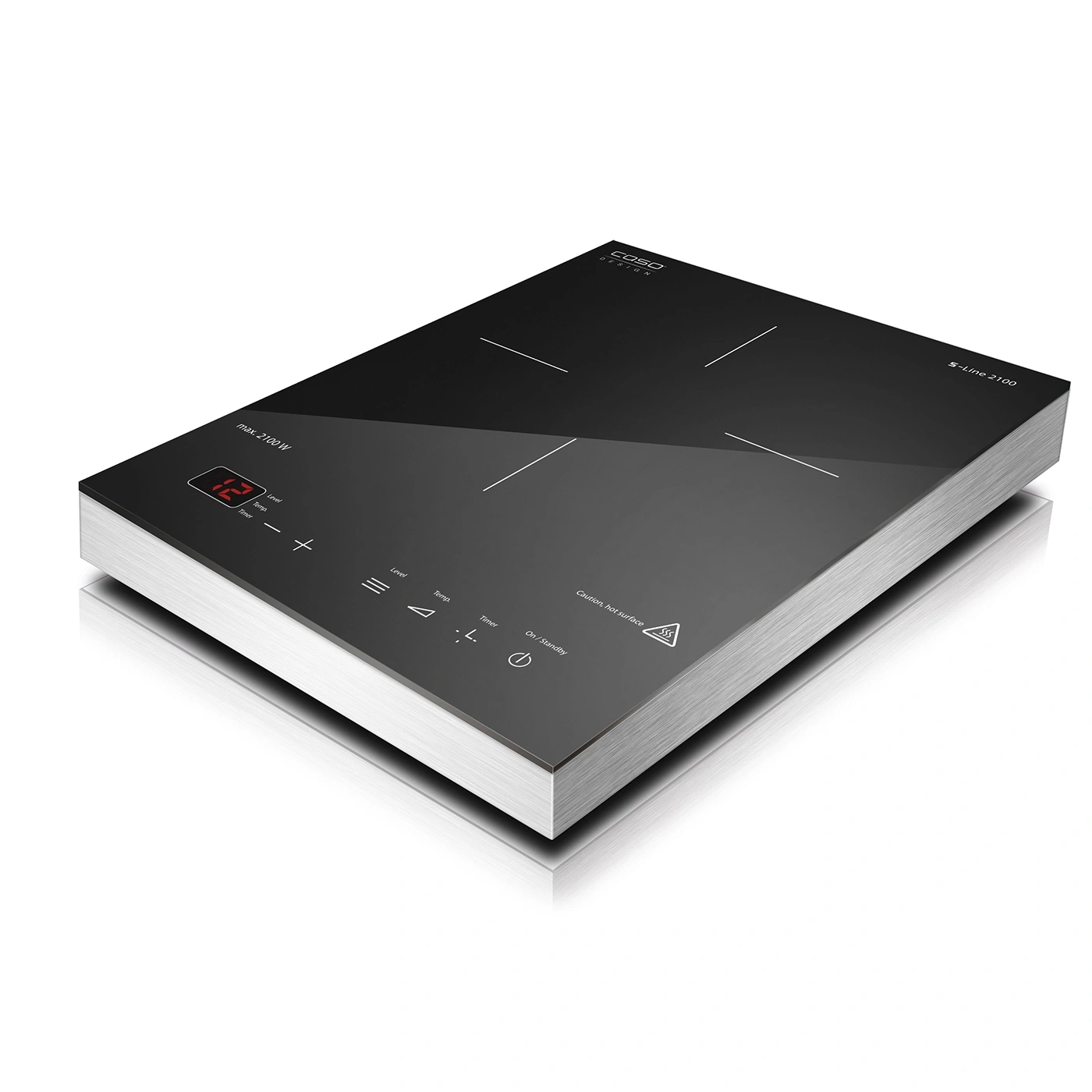 Induktionskochfeld, schwarz, mit Bedienfeld, Temperaturanzeige, Timer, Kochfeld, Design, S-Line 2100