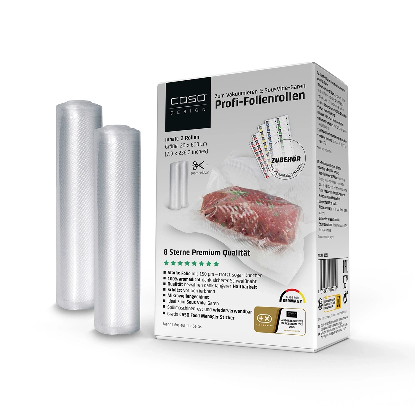 CASO Profi-Folienrollen zum Vakuumieren und SousVide-Garen.