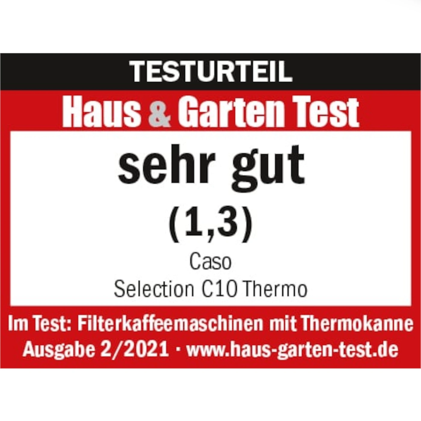 Testurteil: Haus & Garten Test, sehr gut (1,3), Caso Selection C10 Thermo, Filterkaffeemaschinen.
