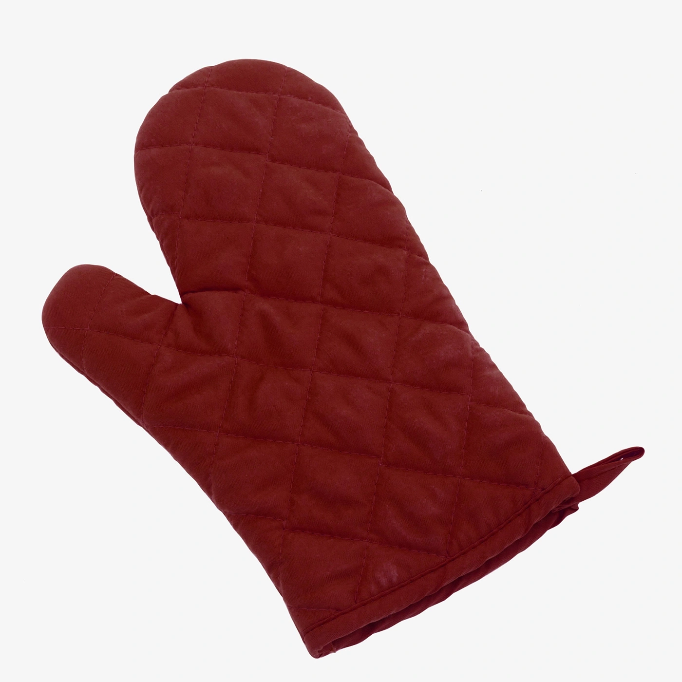 Roter Ofenhandschuh, isoliert, Textur, Küche, Kochen, Schutz, Hitze, Stoff, isoliert, Hintergrund