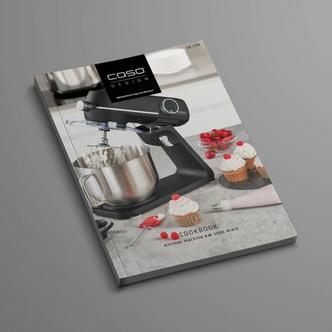 Cookbook with kitchen machine and cupcakes, Caso Design, KM 1800 Black