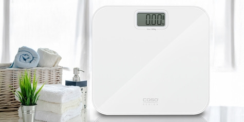White bathroom scale with towels and decoration, modern design, clean and simple