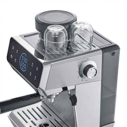 EspressoGourmet & Grind Design Siebträgermaschine mit Mahlwerk