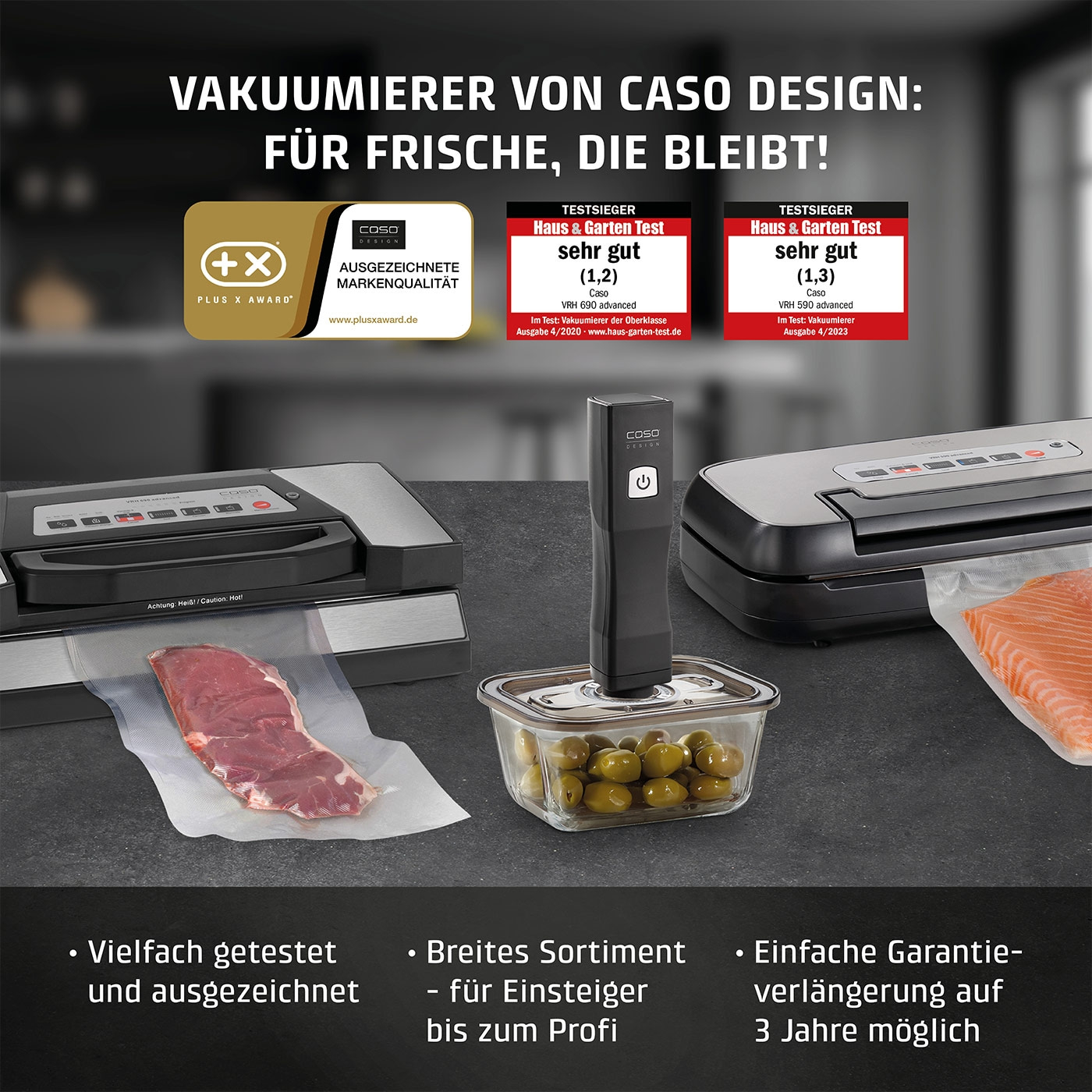 VacuBoxx Eco-Set Stapelbares Vakuumbehälter-Set aus Borosilikatglas mit SAN-Deckel