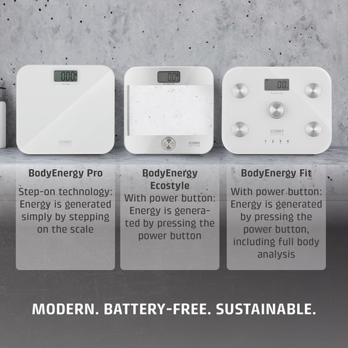 Three bathroom scales with different functions and designs.