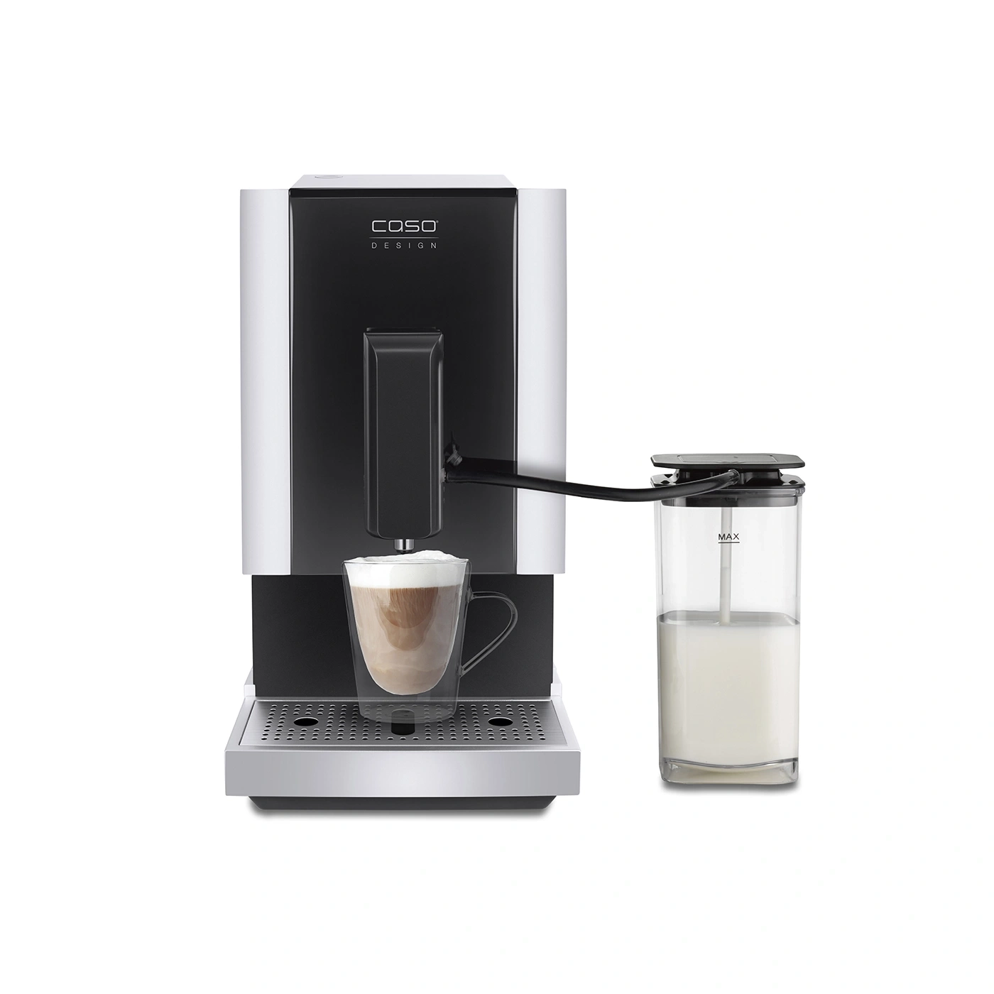 Kaffeemaschine mit Milchaufschäumer, Glas, Kaffee, Milch, Design, Caso