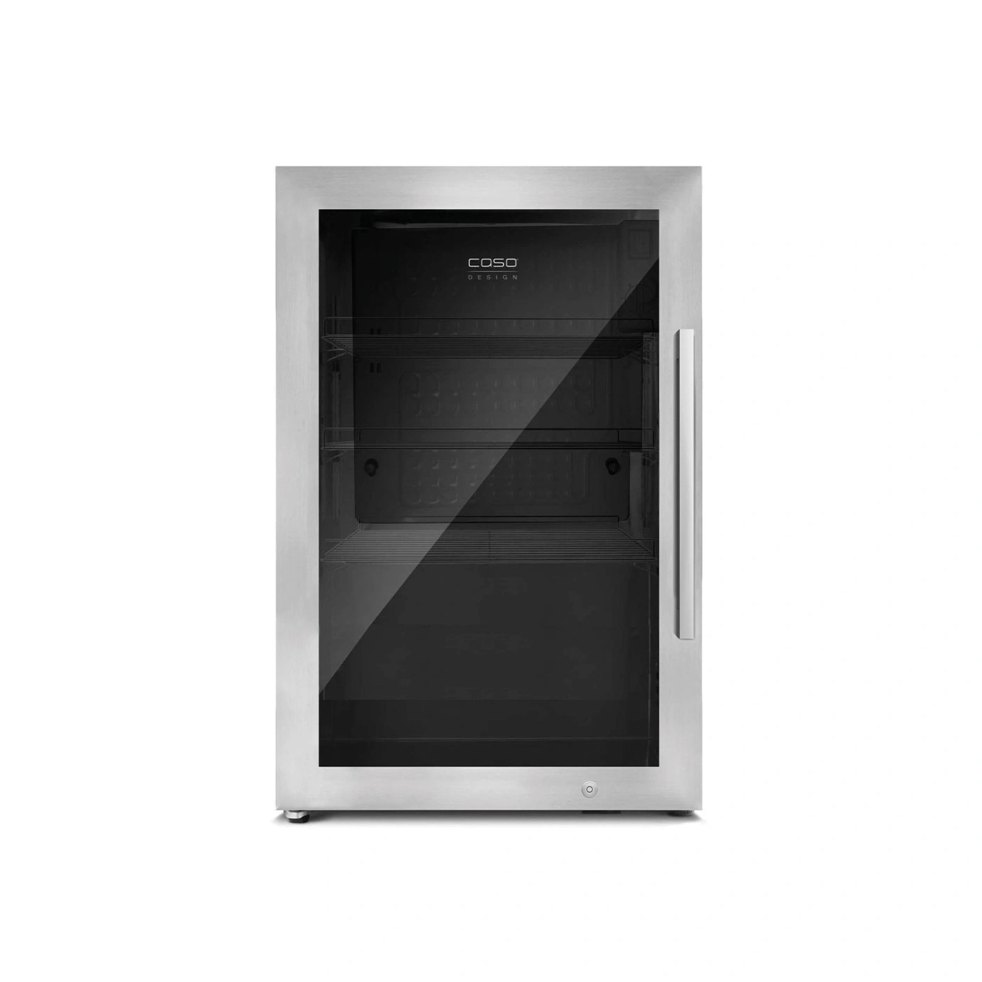 Edelstahl-Kühlschrank mit Glastür, Caso Design, Getränkekühler, isoliert