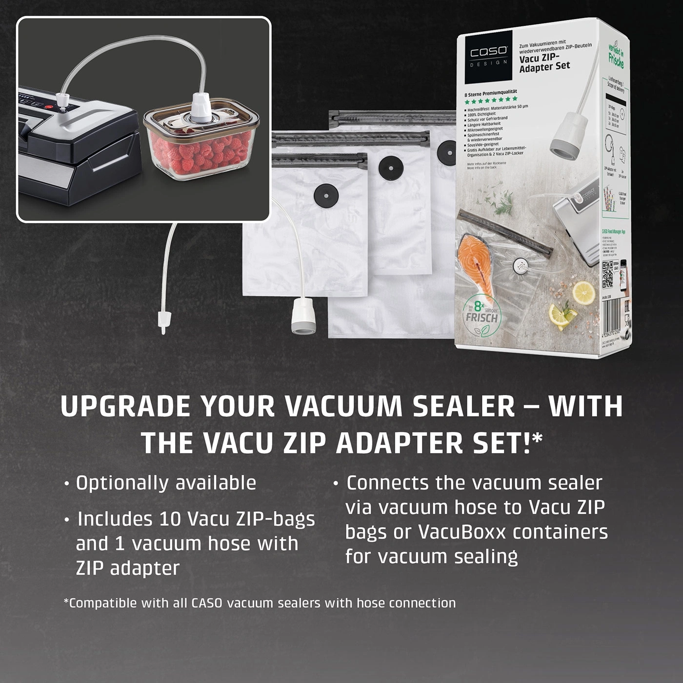 CASO Vacu ZIP-Adapter Set for vacuum sealers with hose connection