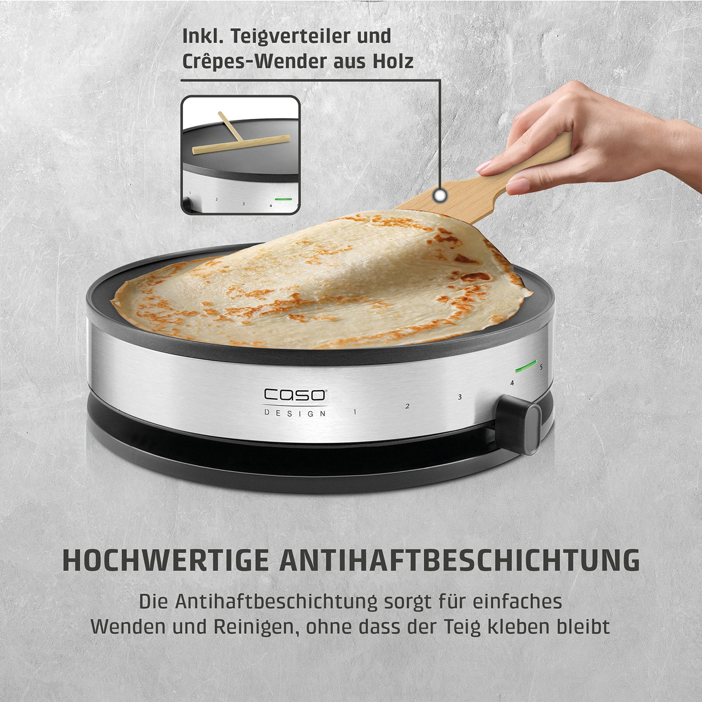 CM 1300 Design Crêpes Maker inkl. Wender und Teigverteiler, Testsieger
