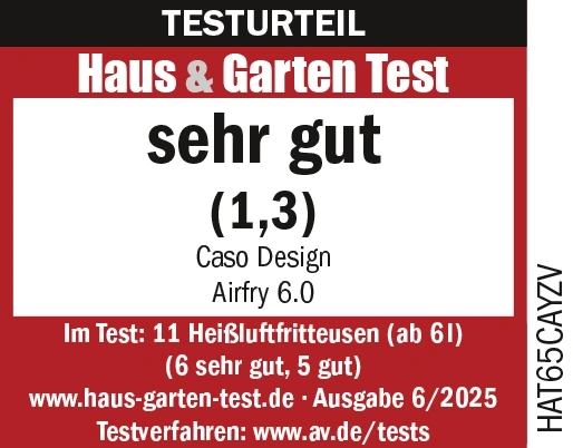Testurteil Haus & Garten Test: Sehr gut (1,3) für Caso Design Airfry 6.0