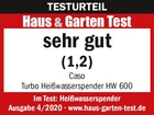 Test result Haus & Garten Test very good (1.2) Caso Turbo hot water dispenser HW 600