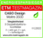 Energiesparsieger ETM Testmagazin CASO Design Maitre 3500 Vergleichstest 11|2022