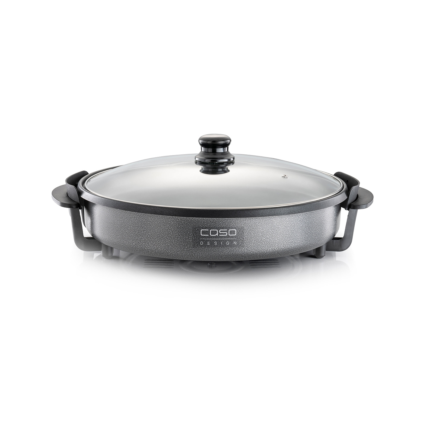 Elektrische Bratpfanne mit Glasdeckel, grau, Caso Design, Küche, Kochen, Braten