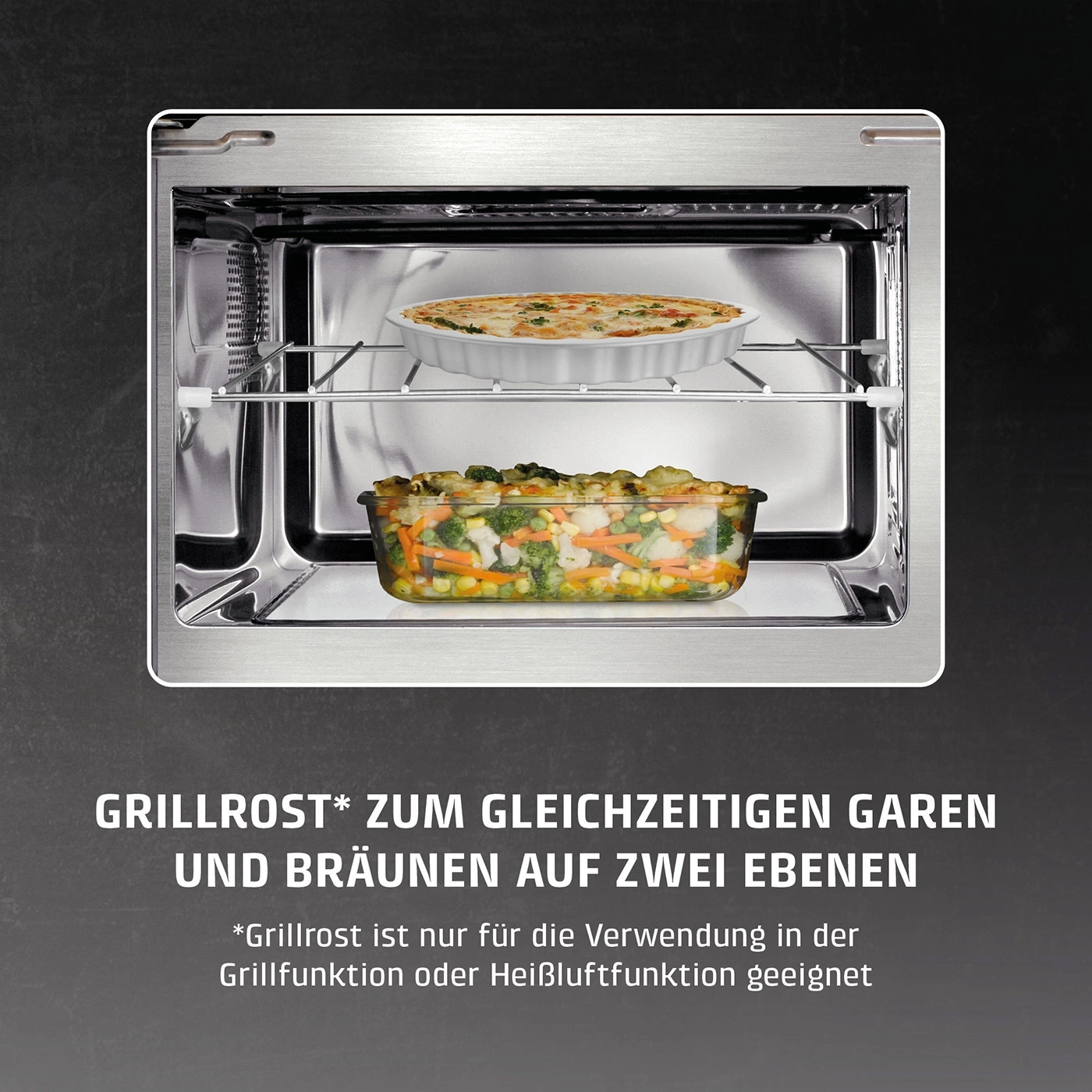 Ofen mit zwei Ebenen, auf denen gleichzeitig gegart wird.