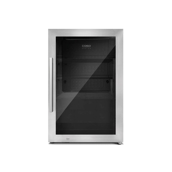 Edelstahl-Kühlschrank mit Glastür, Caso Design, Getränkekühler, isoliert
