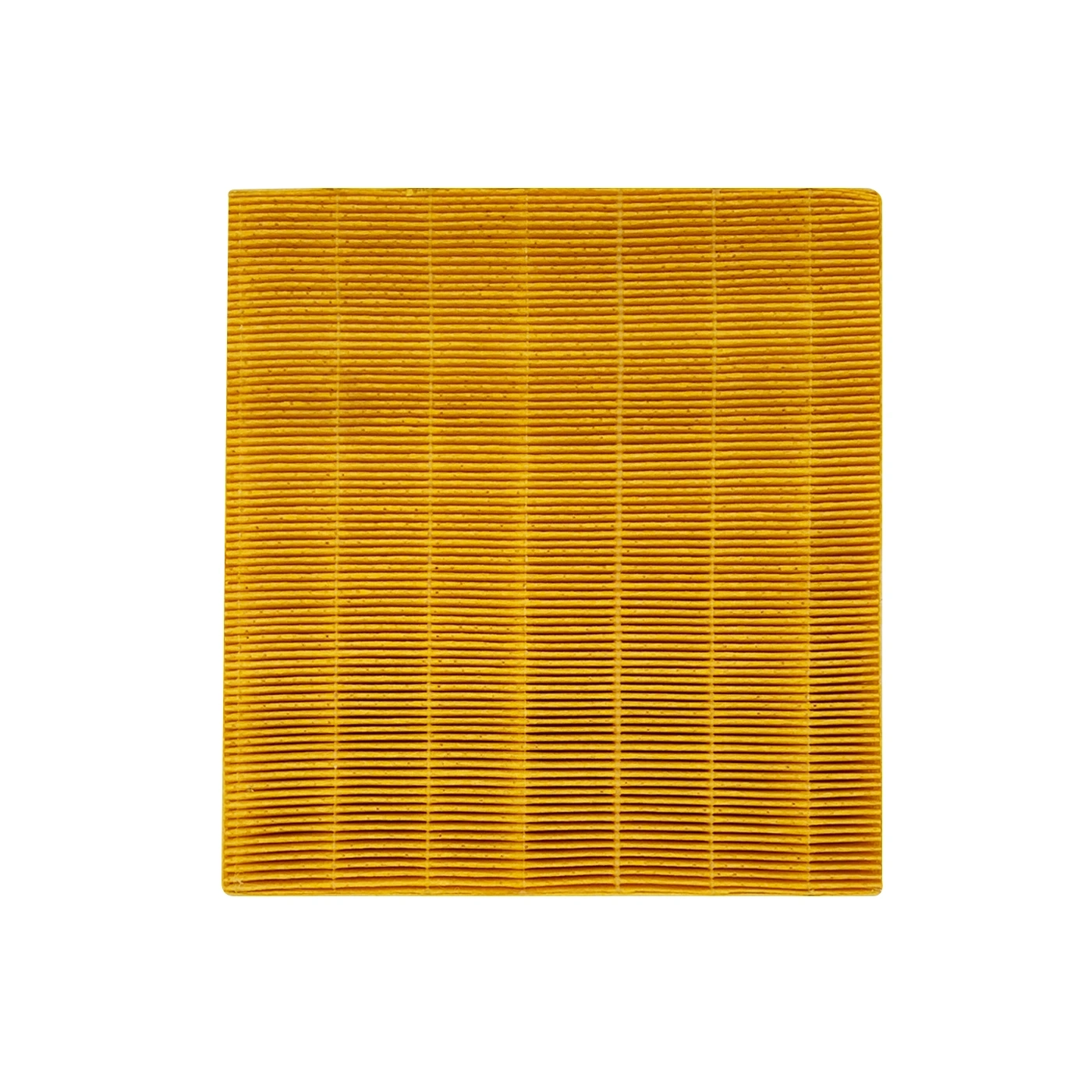 Gelber rechteckiger Filter mit horizontalen Linien auf weißem Hintergrund