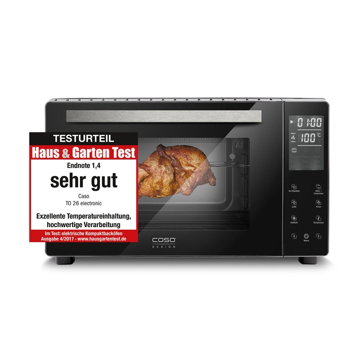 Black oven with 'very good' rating from Haus & Garten Test.