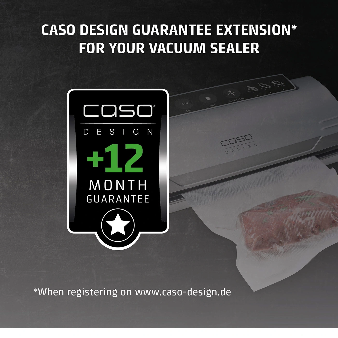CASO Design warranty extension for vacuum sealer, +12 months warranty, registration at caso-design.de