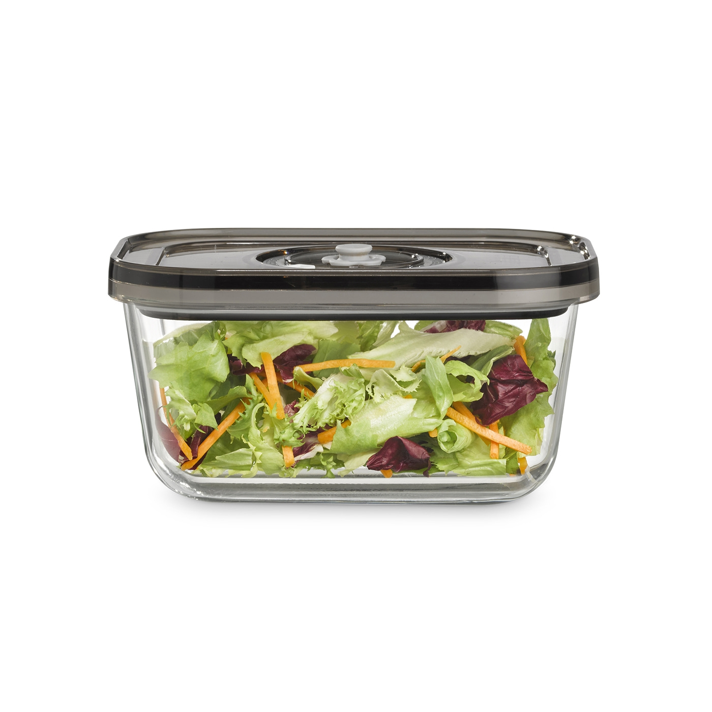 Glass container with salad, lid, vegetables, kitchen, food, meal, fresh, healthy, salad
