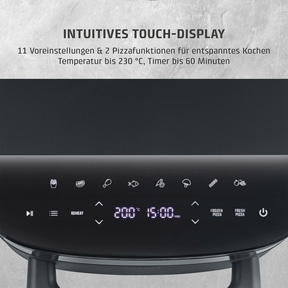 Luftfritteuse mit Touch-Display und voreingestellten Programmen.
