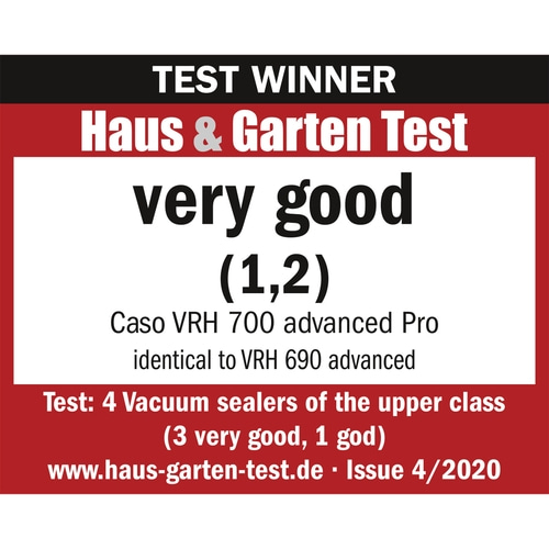 Test winner Haus & Garten Test, very good (1.2) for Caso VRH 700 advanced Pro.