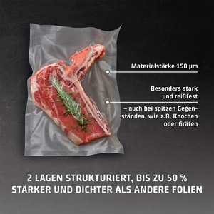 Fleisch in Vakuumbeutel, Materialstärke, reißfest, Knochen, Gräten, 2 Lagen, stärker, dichter