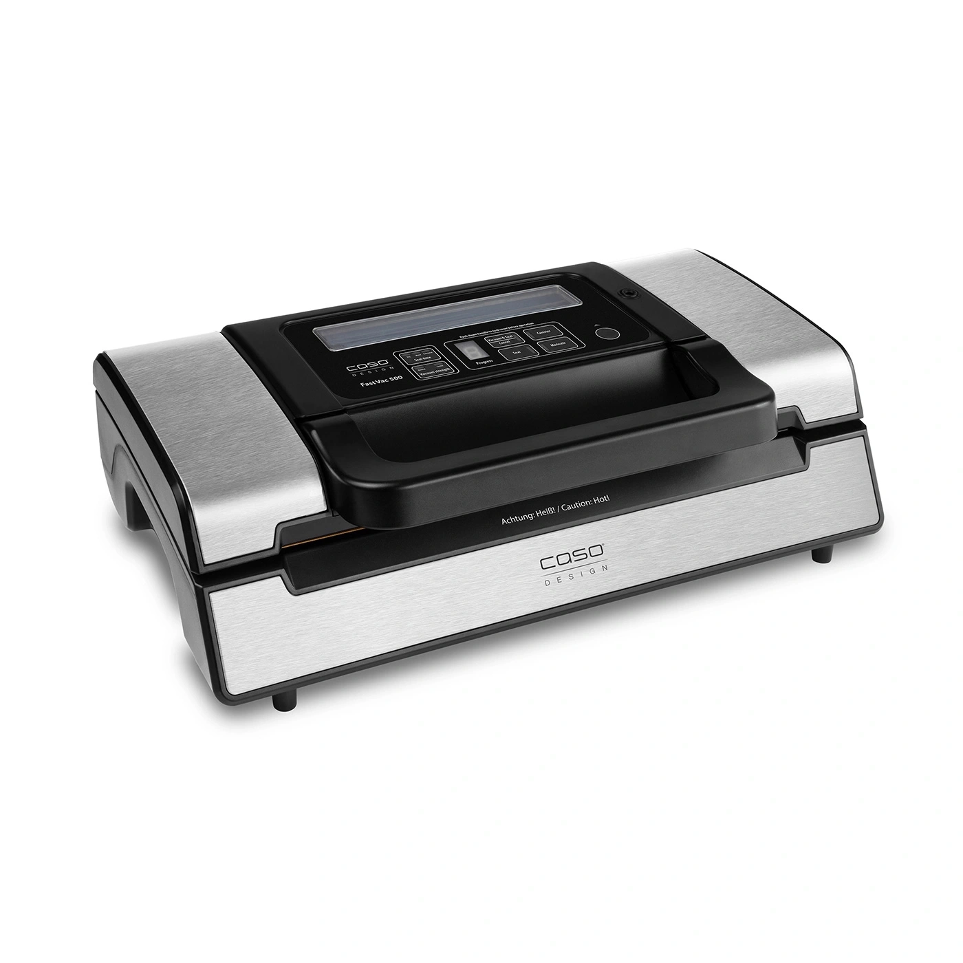 COSO Fast Vac 500 vacuum sealer, stainless steel, black, Caution: Hot!