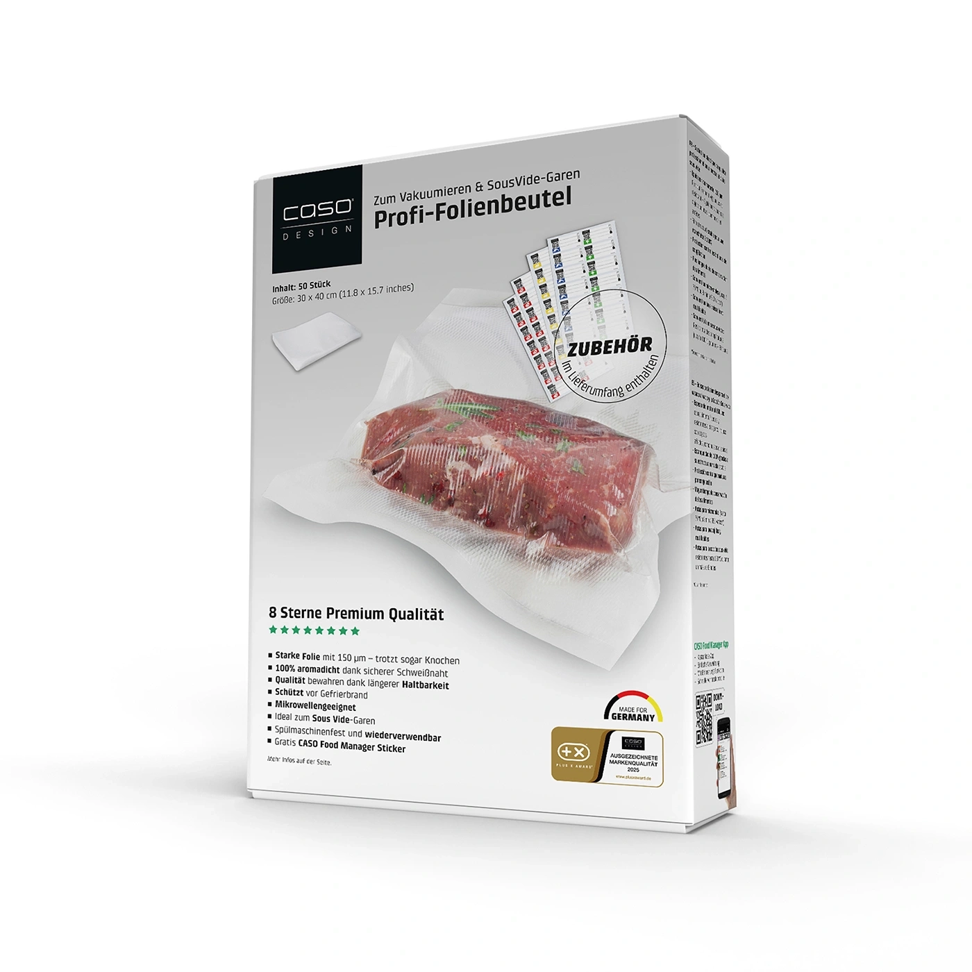 8-Sterne Profi-Folienbeutel 30x40 cm, 50 Stück, 150 μmzum Vakuumieren + Sous Vide Garen