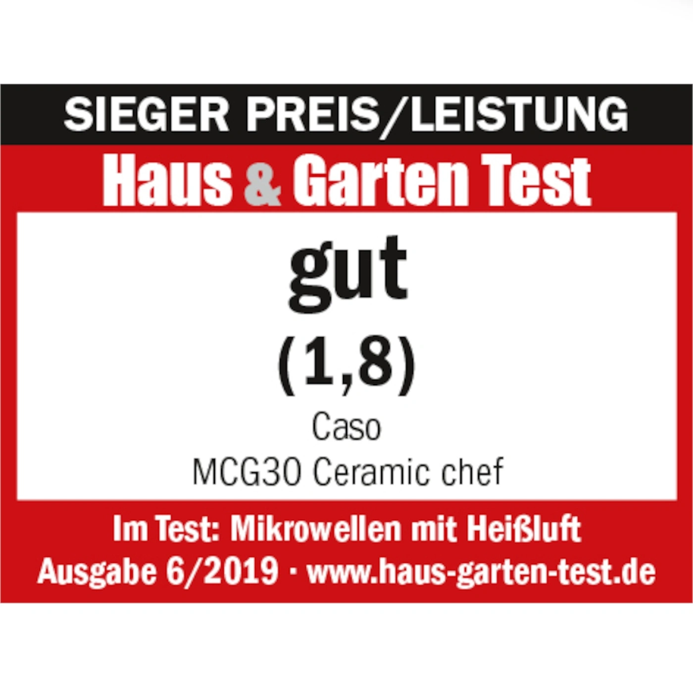 Microwave award: Haus & Garten Test, good (1.8), Caso MCG30 Ceramic chef, with hot air