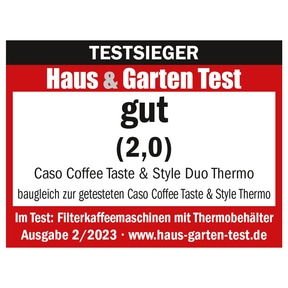 Coffee Taste & Style Duo Thermo Design coffee maker with two insulated jugs, test winner
