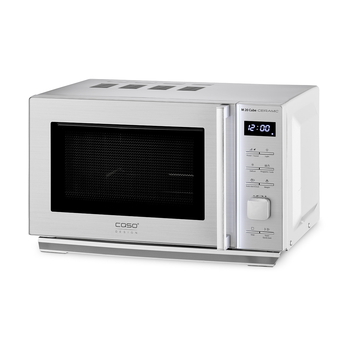 Caso M 20 Cube Ceramic microwave, stainless steel, control panel, digital display, design
