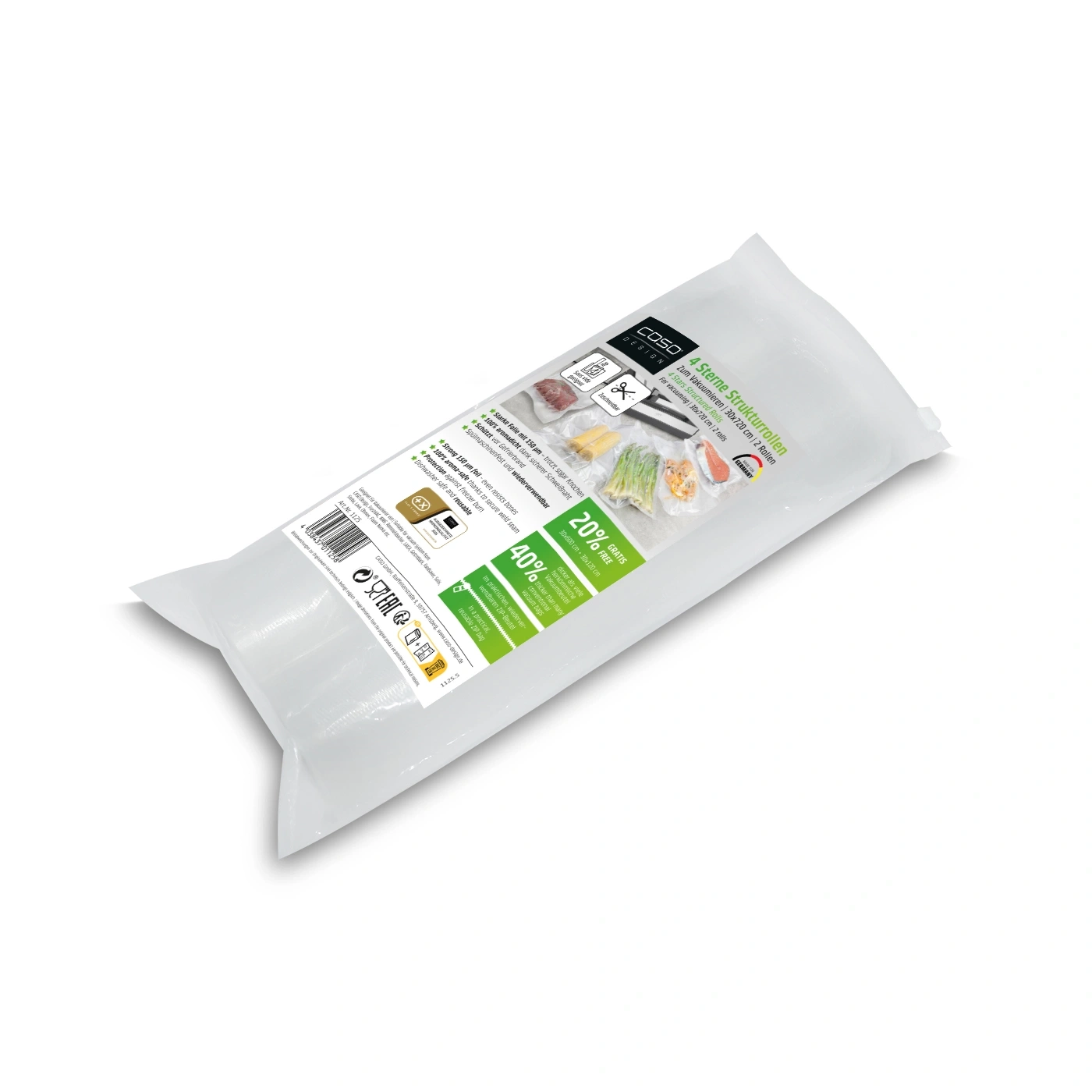 4 Stars Structured Rolls 30x720 cm, 2 rolls Foil rolls for vacuum sealing
