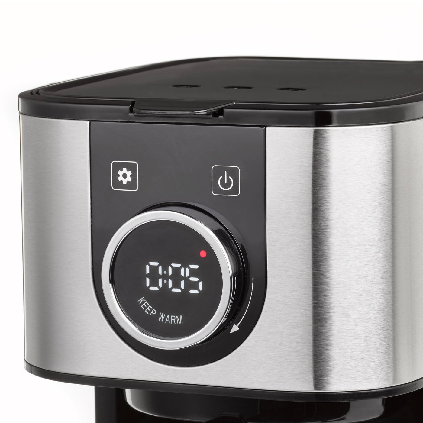 Kaffeemaschine mit digitaler Anzeige und Keep-Warm-Funktion, Edelstahl-Design