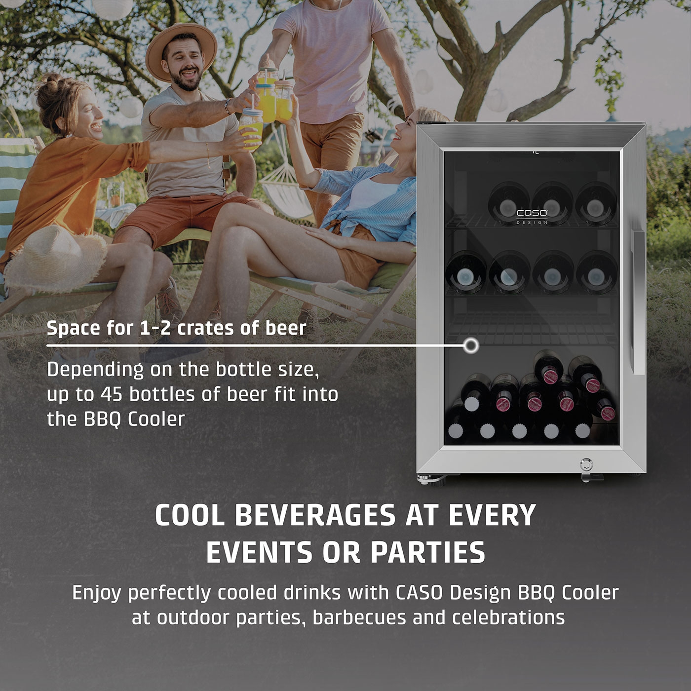Party with BBQ cooler: beer, drinks, garden party, celebration, Caso Design.
