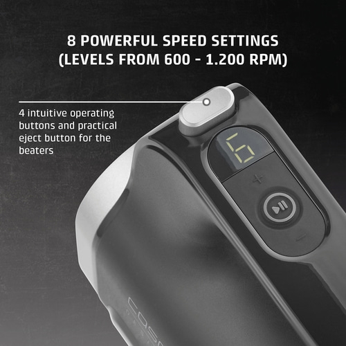 Product with control panel, speed settings, and text information.