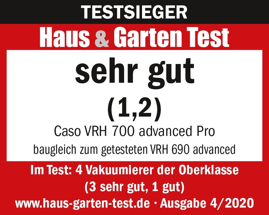 Testbericht: Caso VRH 700 advanced Pro, sehr gut (1,2), Haus & Garten Test, Ausgabe 4/2020