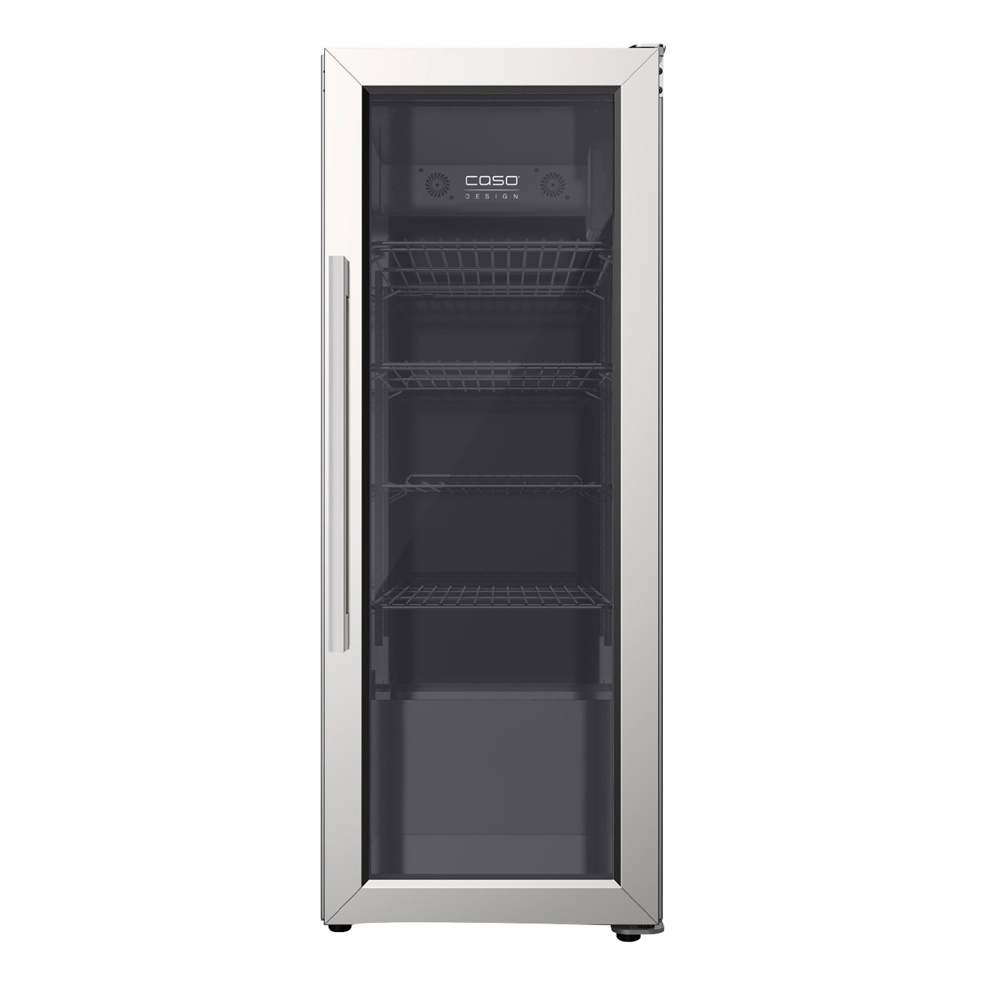 Wein Kühlschrank mit Glasfront und Metallrahmen, Caso Design